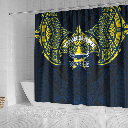 Personalized North Queensland Cowboys Shower Curtain Polynesian Tribal Pattern Style