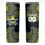 Personalized North Queensland Cowboys Skinny Tumbler Polynesian Tribal Pattern Style