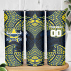 Personalized North Queensland Cowboys Skinny Tumbler Polynesian Tribal Pattern Style