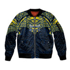 Personalized North Queensland Cowboys Sleeve Zip Bomber Jacket Polynesian Tribal Pattern Style