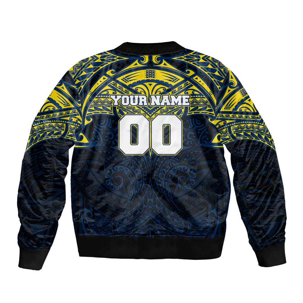 Personalized North Queensland Cowboys Sleeve Zip Bomber Jacket Polynesian Tribal Pattern Style