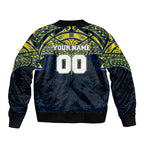 Personalized North Queensland Cowboys Sleeve Zip Bomber Jacket Polynesian Tribal Pattern Style
