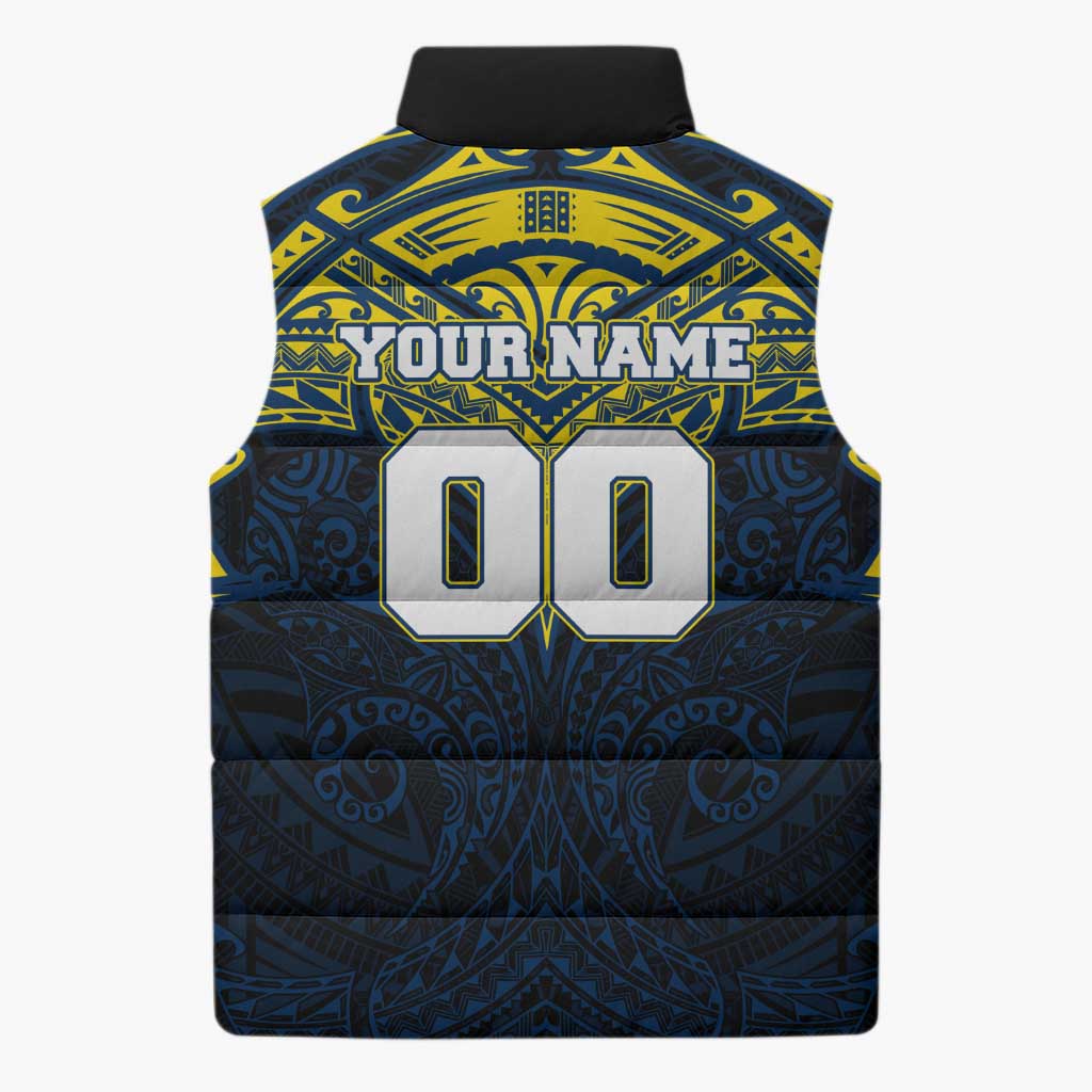 Personalized North Queensland Cowboys Sleeveless Puffer Jacket Polynesian Tribal Pattern Style