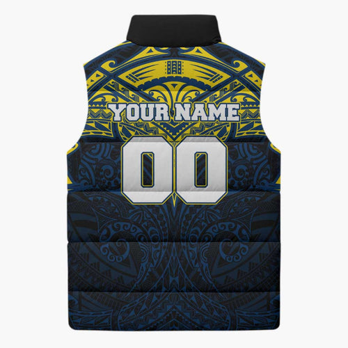 Personalized North Queensland Cowboys Sleeveless Puffer Jacket Polynesian Tribal Pattern Style
