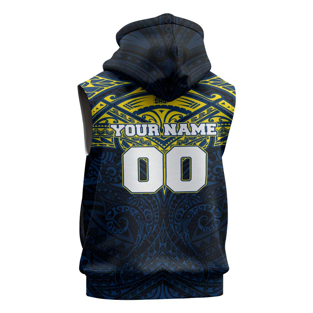 Personalized North Queensland Cowboys Sleeveless Zip Hoodie Polynesian Tribal Pattern Style