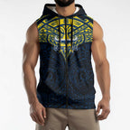 Personalized North Queensland Cowboys Sleeveless Zip Hoodie Polynesian Tribal Pattern Style