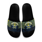 Personalized North Queensland Cowboys Slide Sandals Polynesian Tribal Pattern Style