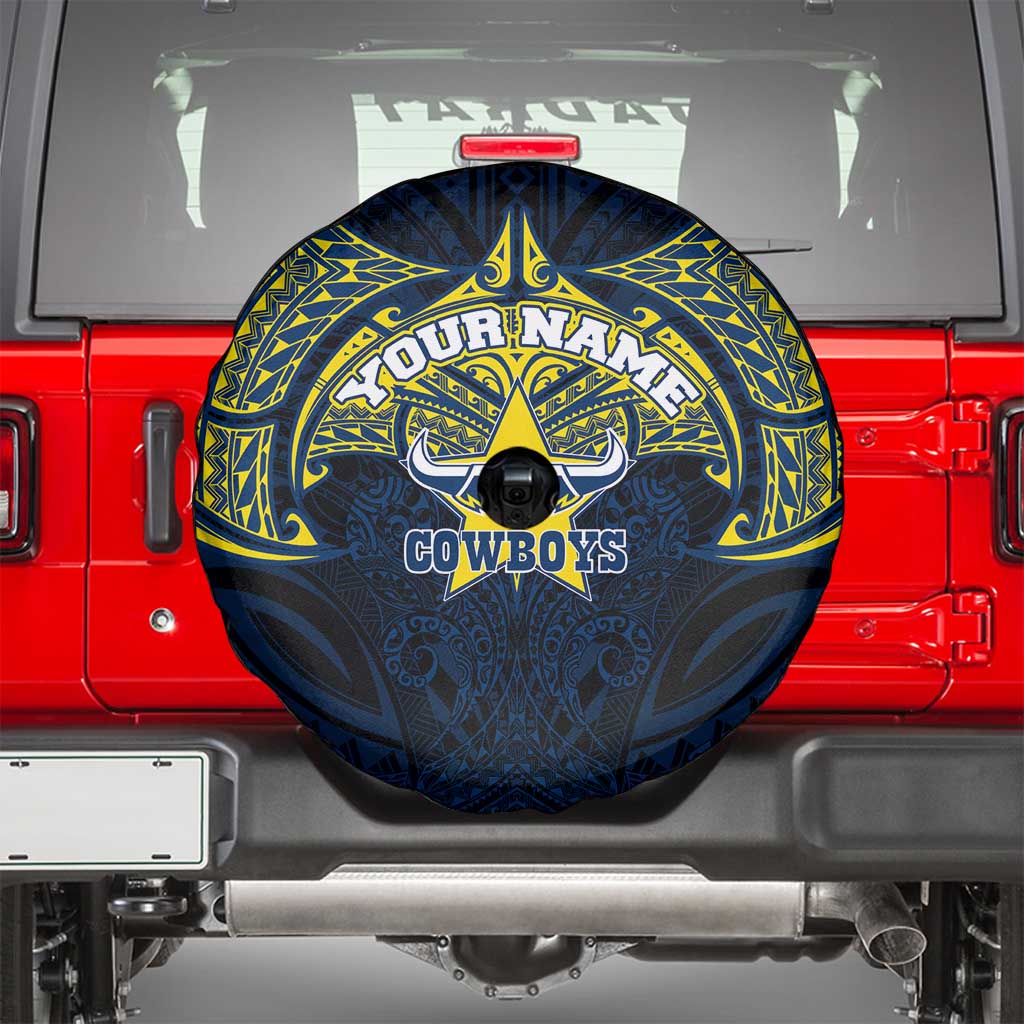 Personalized North Queensland Cowboys Spare Tire Cover Polynesian Tribal Pattern Style