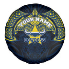 Personalized North Queensland Cowboys Spare Tire Cover Polynesian Tribal Pattern Style