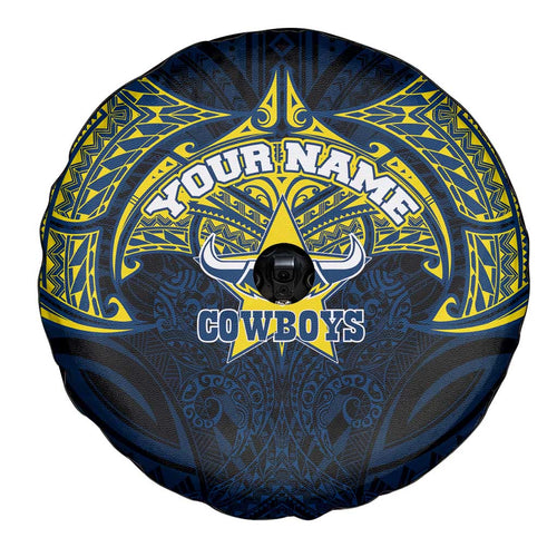 Personalized North Queensland Cowboys Spare Tire Cover Polynesian Tribal Pattern Style