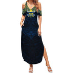 Personalized North Queensland Cowboys Summer Maxi Dress Polynesian Tribal Pattern Style