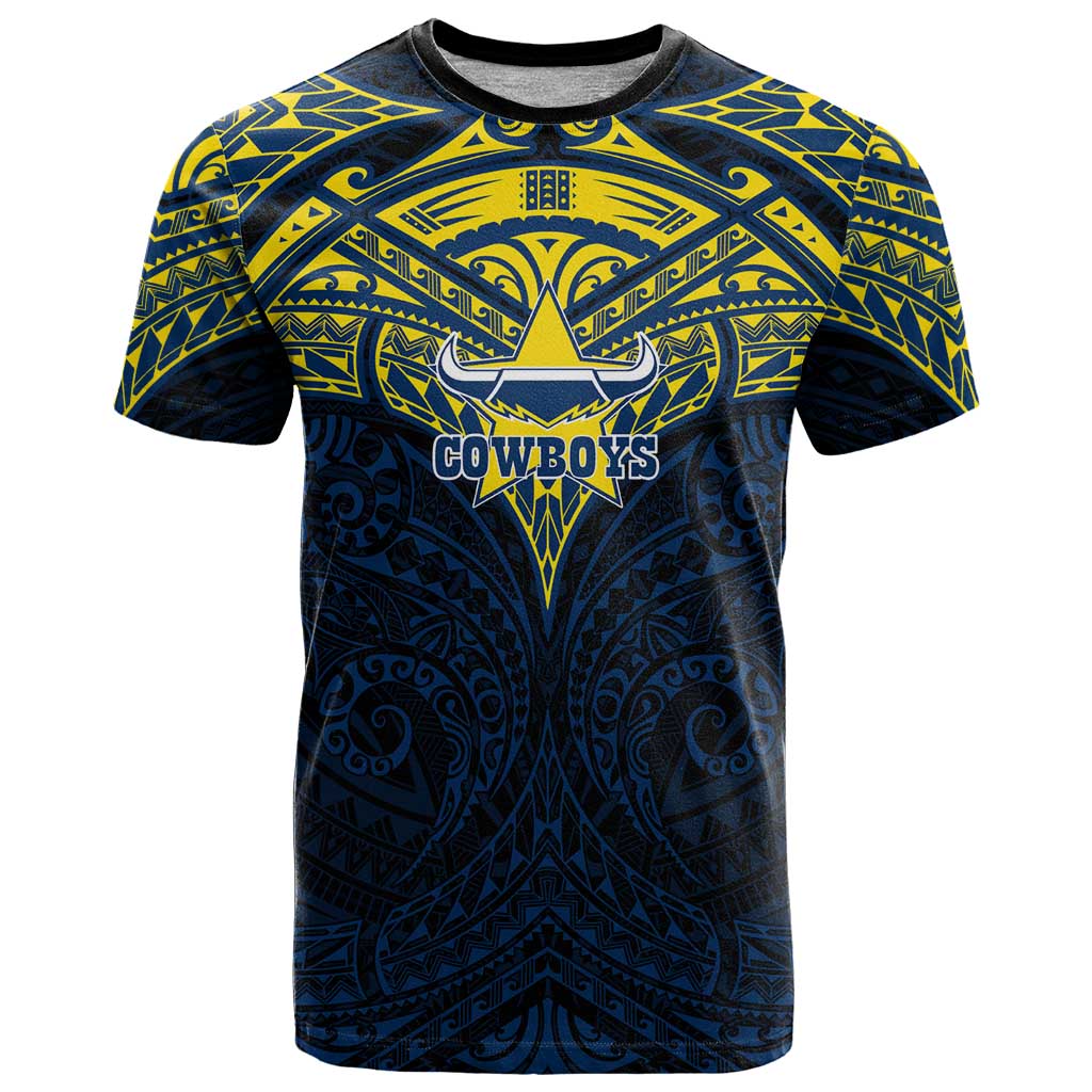 Personalized North Queensland Cowboys T Shirt Polynesian Tribal Pattern Style
