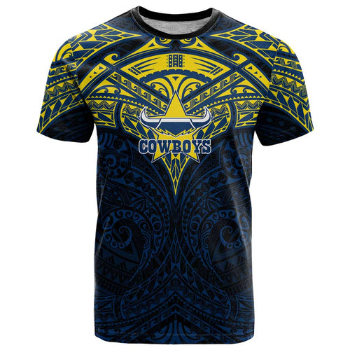 Personalized North Queensland Cowboys T Shirt Polynesian Tribal Pattern Style