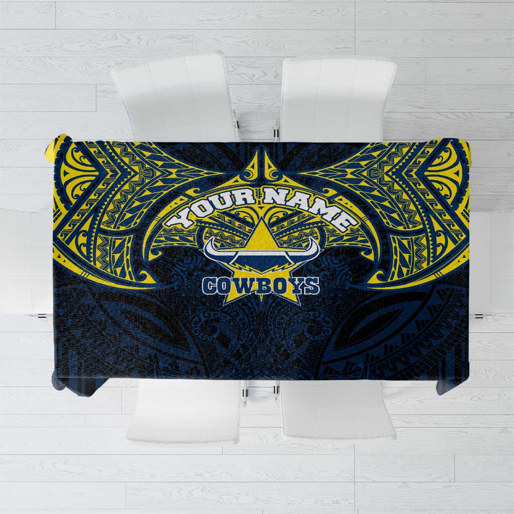 Personalized North Queensland Cowboys Tablecloth Polynesian Tribal Pattern Style
