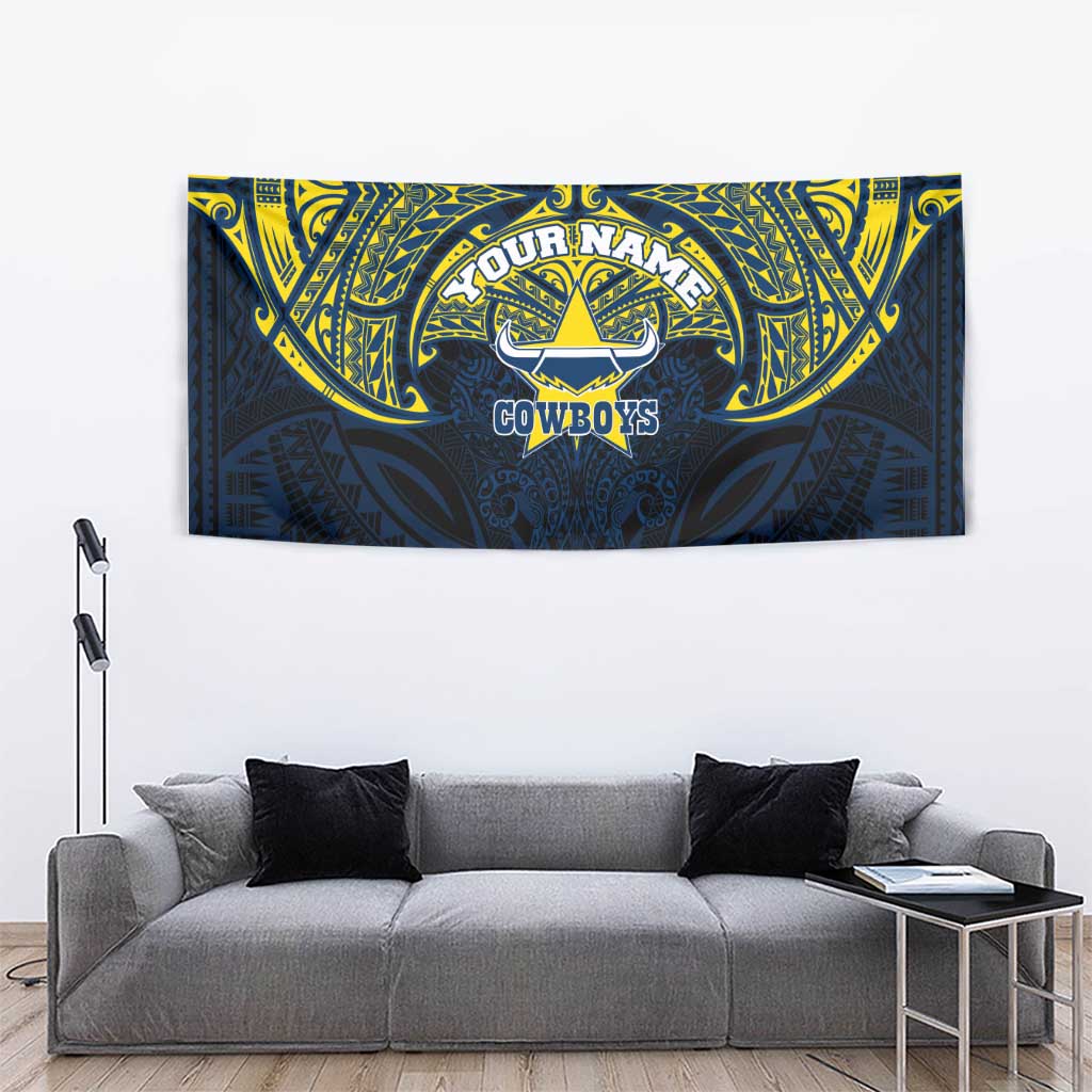 Personalized North Queensland Cowboys Tapestry Polynesian Tribal Pattern Style