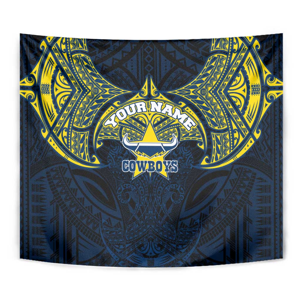 Personalized North Queensland Cowboys Tapestry Polynesian Tribal Pattern Style