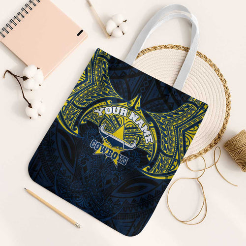 Personalized North Queensland Cowboys Tote Bag Polynesian Tribal Pattern Style