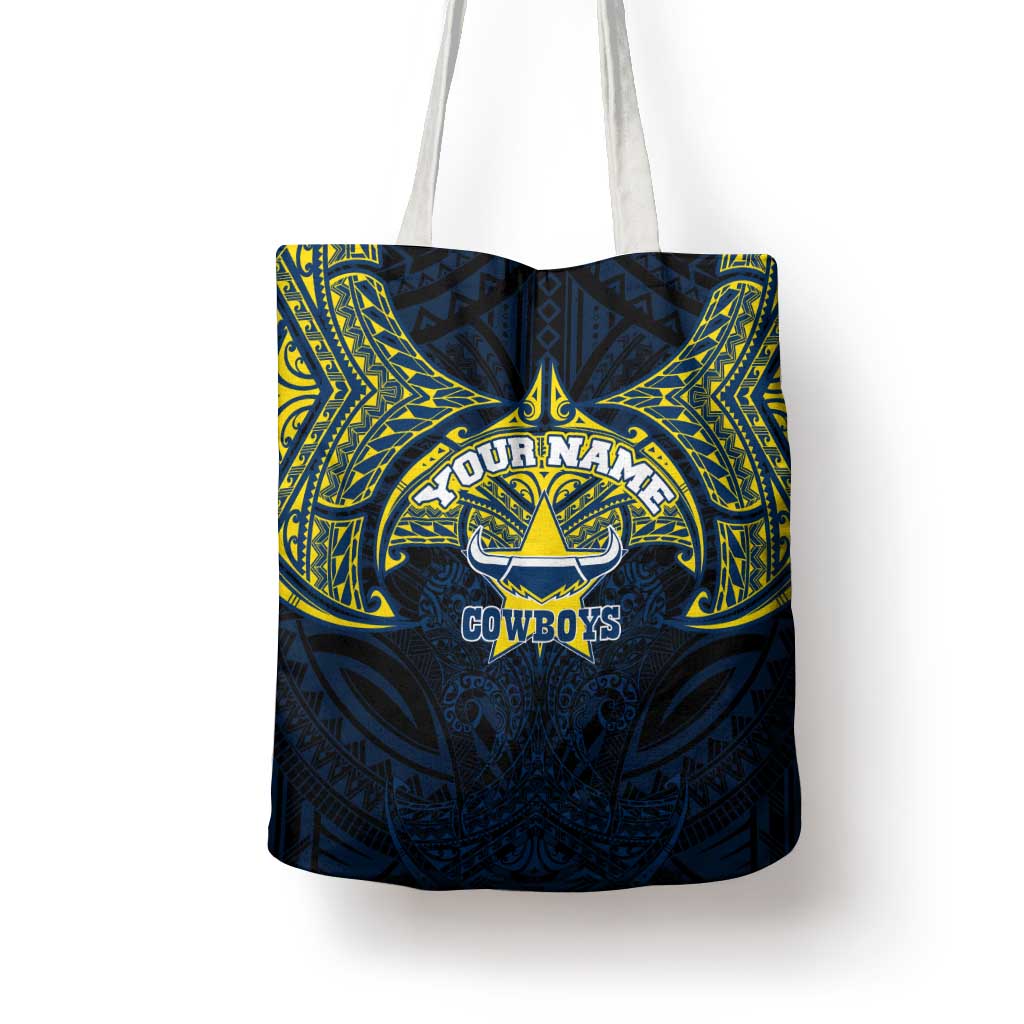 Personalized North Queensland Cowboys Tote Bag Polynesian Tribal Pattern Style