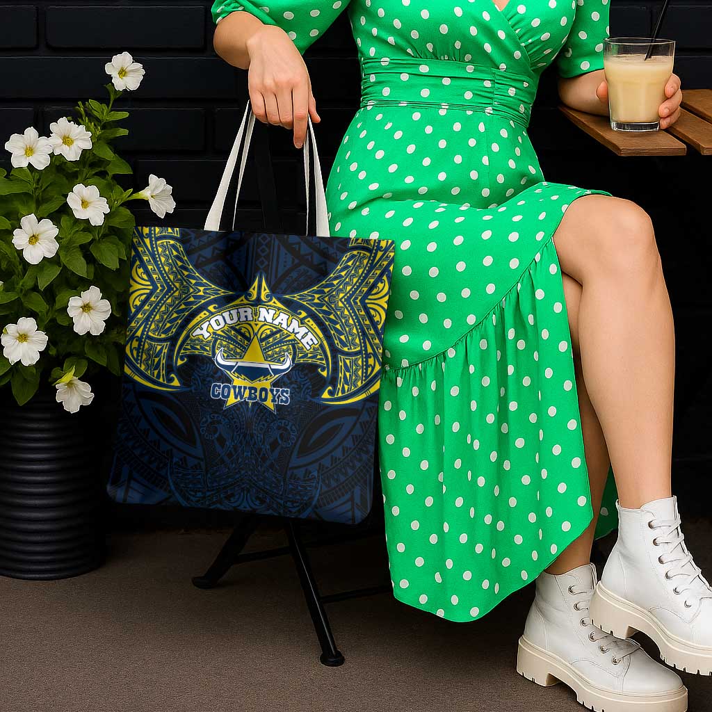 Personalized North Queensland Cowboys Tote Bag Polynesian Tribal Pattern Style
