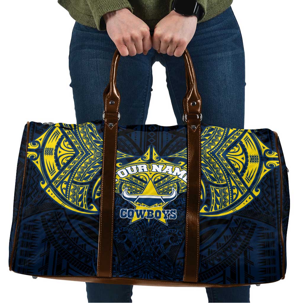 Personalized North Queensland Cowboys Travel Bag Polynesian Tribal Pattern Style