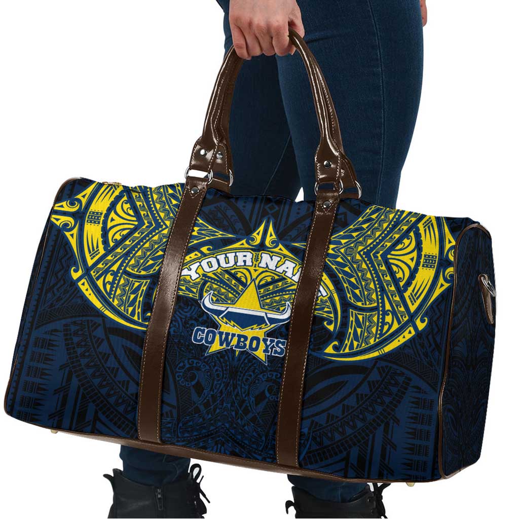 Personalized North Queensland Cowboys Travel Bag Polynesian Tribal Pattern Style