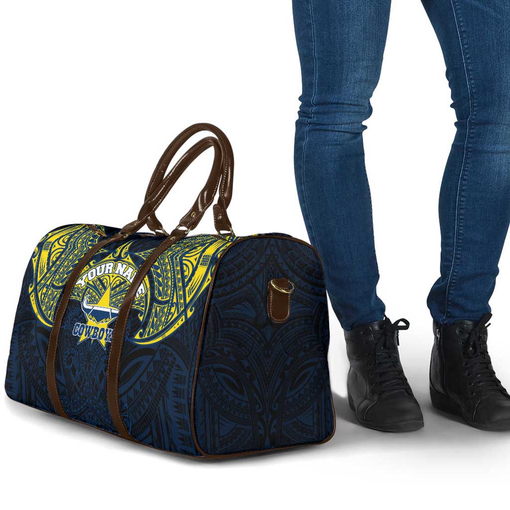 Personalized North Queensland Cowboys Travel Bag Polynesian Tribal Pattern Style