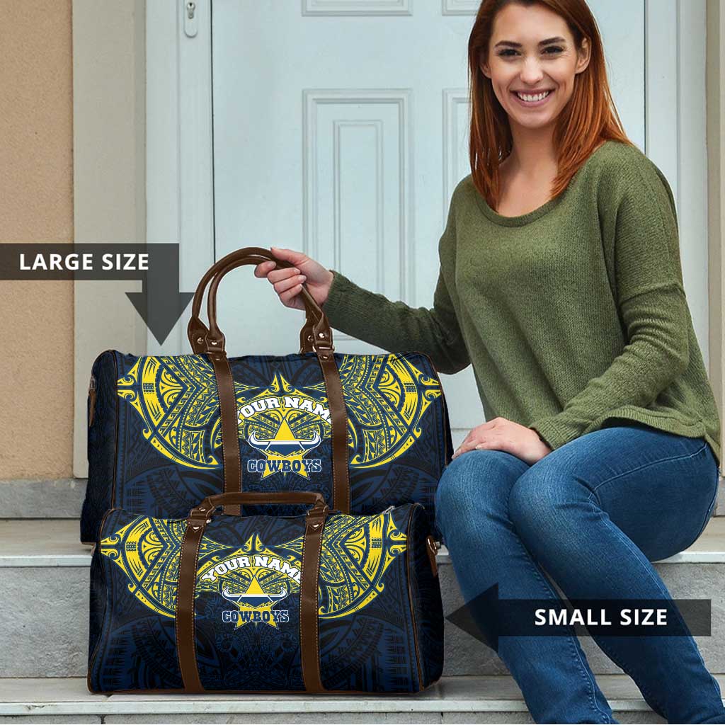 Personalized North Queensland Cowboys Travel Bag Polynesian Tribal Pattern Style
