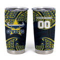 Personalized North Queensland Cowboys Tumbler Cup Polynesian Tribal Pattern Style