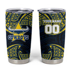 Personalized North Queensland Cowboys Tumbler Cup Polynesian Tribal Pattern Style