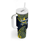 Personalized North Queensland Cowboys Tumbler With Handle Polynesian Tribal Pattern Style