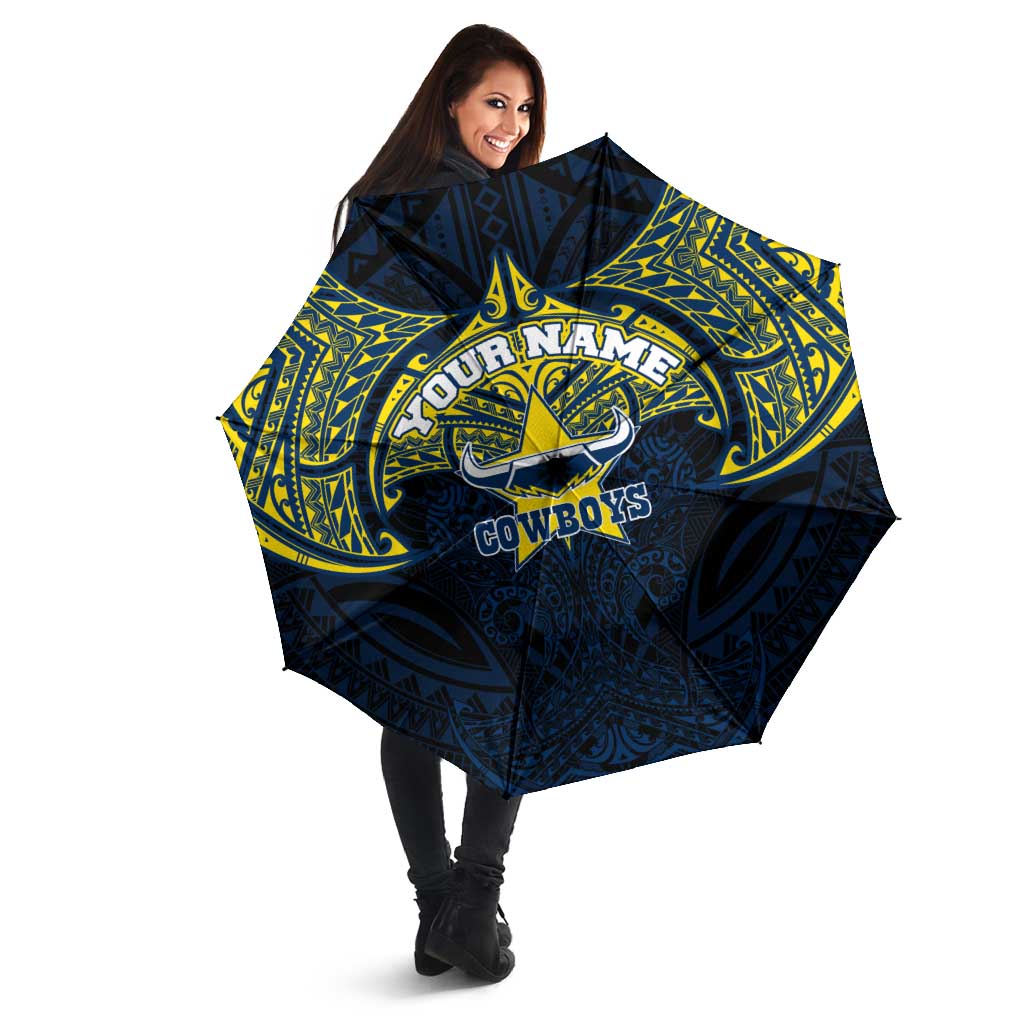 Personalized North Queensland Cowboys Umbrella Polynesian Tribal Pattern Style