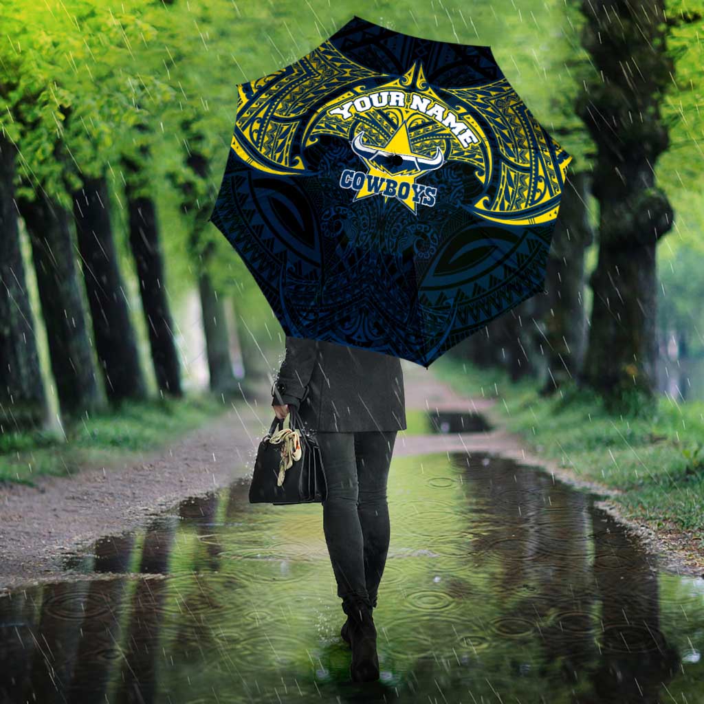 Personalized North Queensland Cowboys Umbrella Polynesian Tribal Pattern Style