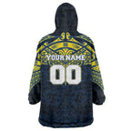Personalized North Queensland Cowboys Wearable Blanket Hoodie Polynesian Tribal Pattern Style