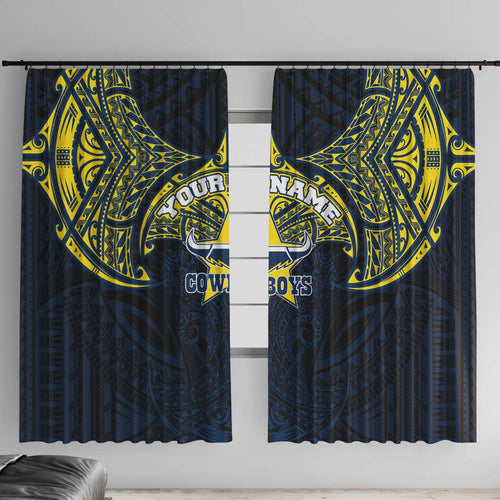 Personalized North Queensland Cowboys Window Curtain Polynesian Tribal Pattern Style