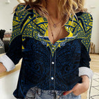 Personalized North Queensland Cowboys Women Casual Shirt Polynesian Tribal Pattern Style