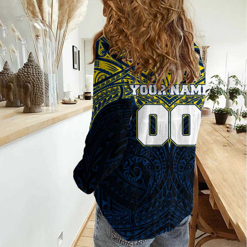 Personalized North Queensland Cowboys Women Casual Shirt Polynesian Tribal Pattern Style