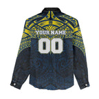 Personalized North Queensland Cowboys Women Casual Shirt Polynesian Tribal Pattern Style