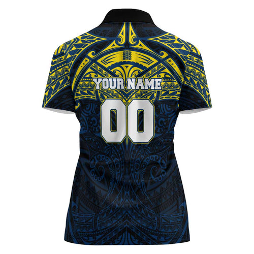 Personalized North Queensland Cowboys Women Polo Shirt Polynesian Tribal Pattern Style