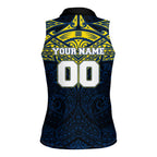 Personalized North Queensland Cowboys Women Sleeveless Polo Shirt Polynesian Tribal Pattern Style