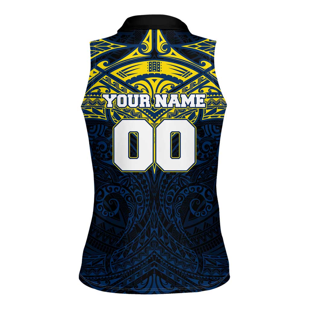 Personalized North Queensland Cowboys Women Sleeveless Polo Shirt Polynesian Tribal Pattern Style