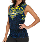 Personalized North Queensland Cowboys Women Sleeveless Polo Shirt Polynesian Tribal Pattern Style