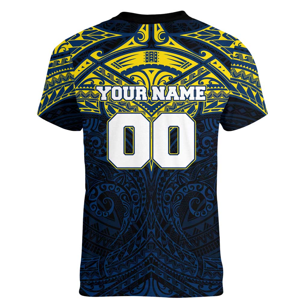 Personalized North Queensland Cowboys Women V-Neck T-Shirt Polynesian Tribal Pattern Style