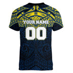 Personalized North Queensland Cowboys Women V-Neck T-Shirt Polynesian Tribal Pattern Style