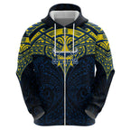 Personalized North Queensland Cowboys Zip Hoodie Polynesian Tribal Pattern Style
