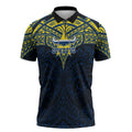 Personalized North Queensland Cowboys Zipper Polo Shirt Polynesian Tribal Pattern Style