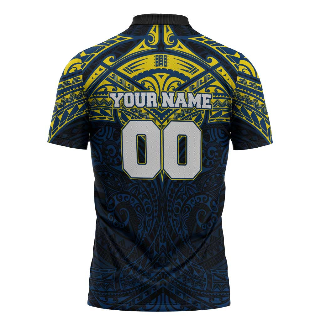 Personalized North Queensland Cowboys Zipper Polo Shirt Polynesian Tribal Pattern Style