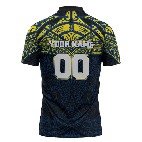 Personalized North Queensland Cowboys Zipper Polo Shirt Polynesian Tribal Pattern Style