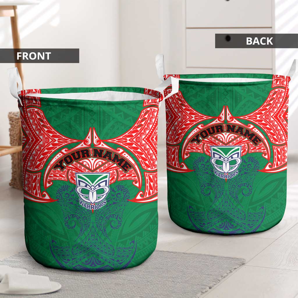 Personalized New Zealand Warriors Laundry Basket Polynesian Tribal Pattern Style