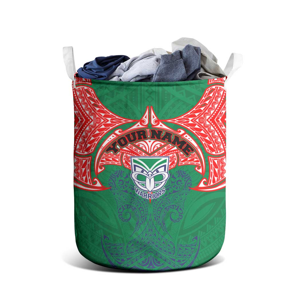 Personalized New Zealand Warriors Laundry Basket Polynesian Tribal Pattern Style