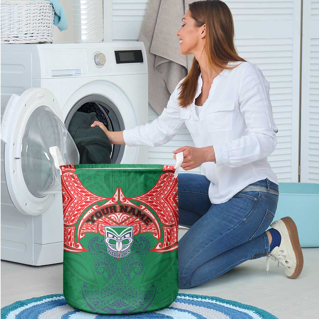 Personalized New Zealand Warriors Laundry Basket Polynesian Tribal Pattern Style